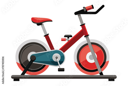 Red Stationary Exercise Bike Illustration for Fitness and Indoor Workout