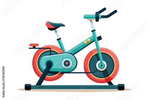 Modern Stationary Exercise Bike Vector Illustration on White Background