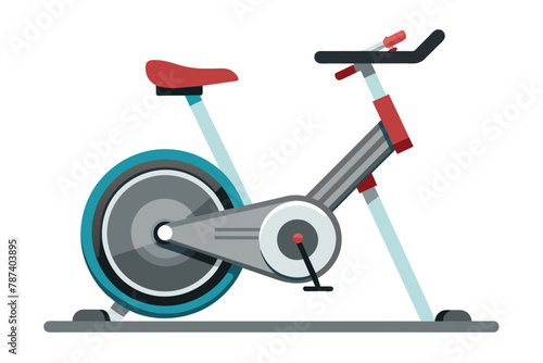 Stationary exercise bike for indoor cycling workout. Fitness equipment illustration on white background.
