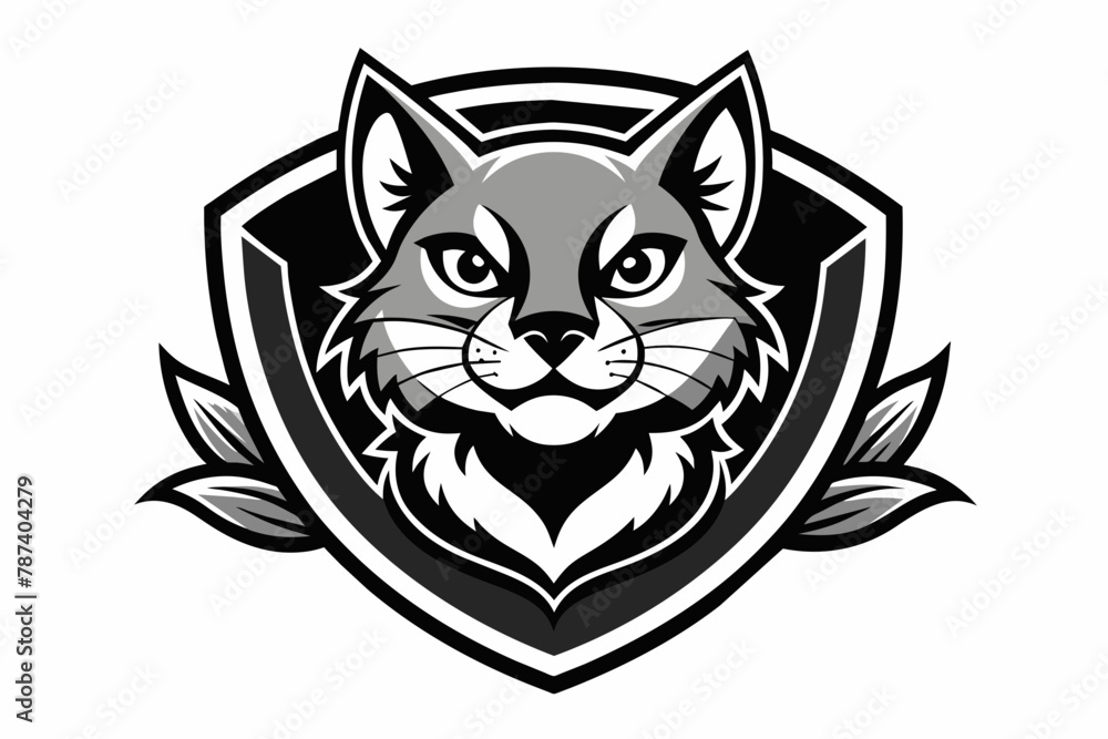 Obraz premium cat mascot logo vector with solid black and white 