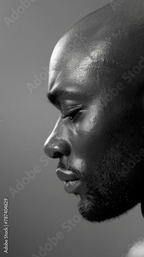 Dramatic Black and White Profile Portrait of a Man
