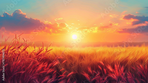 background with wheat field at sunrise #787404670