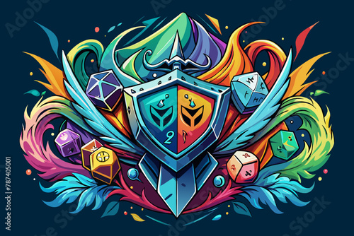Crafted with vivid watercolor-inspired brush strokes, this abstract t-shirt design merges the gallant paladin warriors from Dungeons and Dragons with the whimsical charm of tabletop role-playing game 