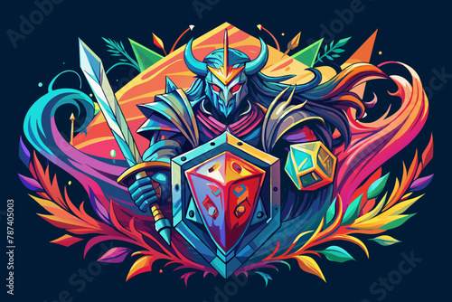 Crafted with vivid watercolor-inspired brush strokes, this abstract t-shirt design merges the gallant paladin warriors from Dungeons and Dragons with the whimsical charm of tabletop role-playing game 