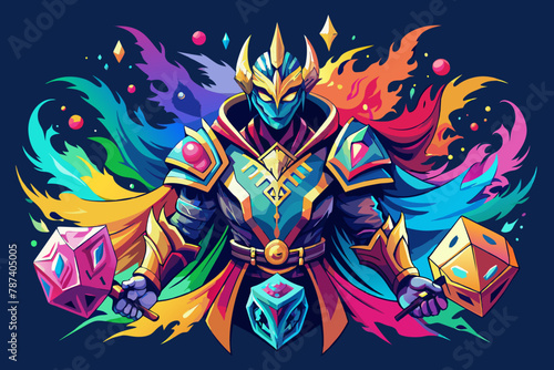 Crafted with vivid watercolor-inspired brush strokes, this abstract t-shirt design merges the gallant paladin warriors from Dungeons and Dragons with the whimsical charm of tabletop role-playing game 