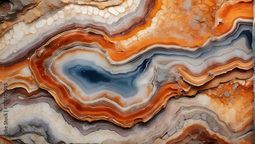 Background of agate rock. The smooth bands on it were created by volcanic activity, and they contain faint echoes of the geological processes that shaped the history of our world.
