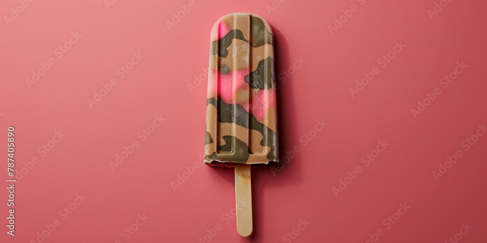Saluting Armed Forces Day with Minimalist Camouflage Popsicle on Solid Background Saluting Armed Forces Day with Minimalist Camouflage Popsicle on Solid Background