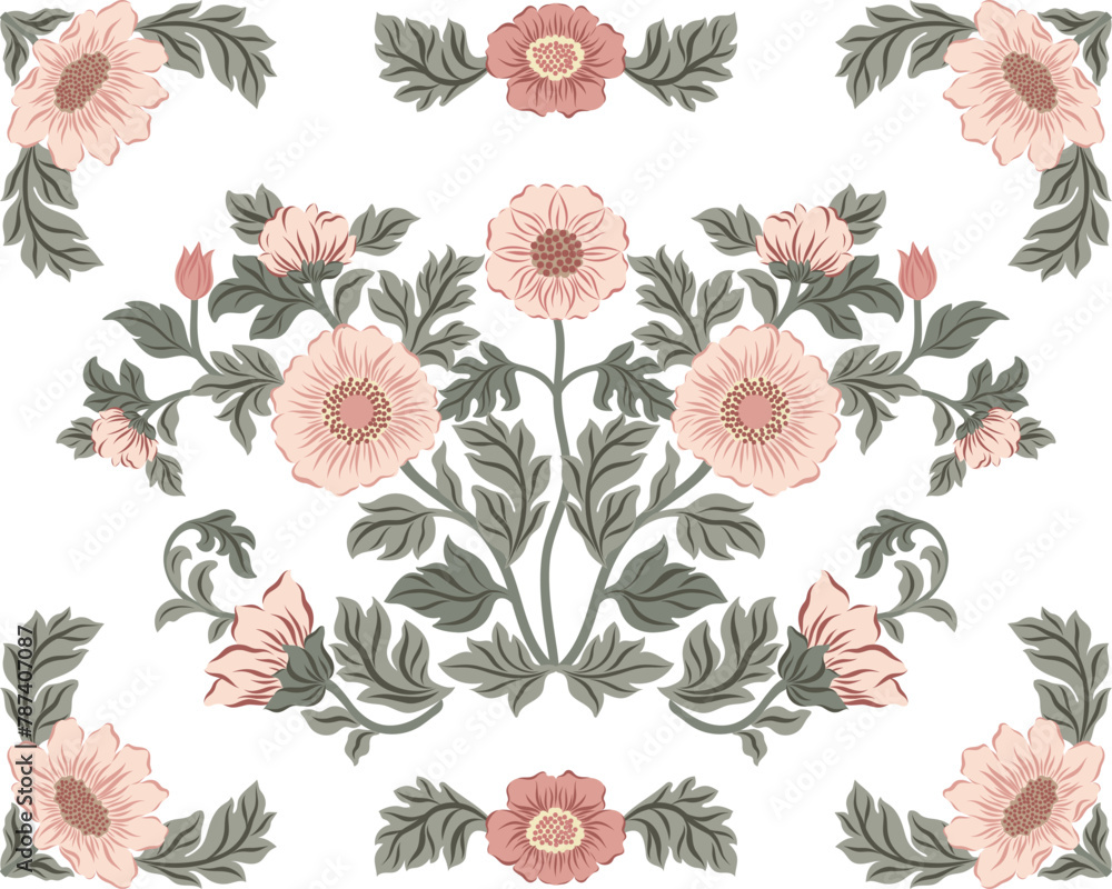 custom made wallpaper toronto digitalVector illustration of a floral composition in William Morris style for greeting cards. Embracing Morris's intricate patterns and botanical motifs