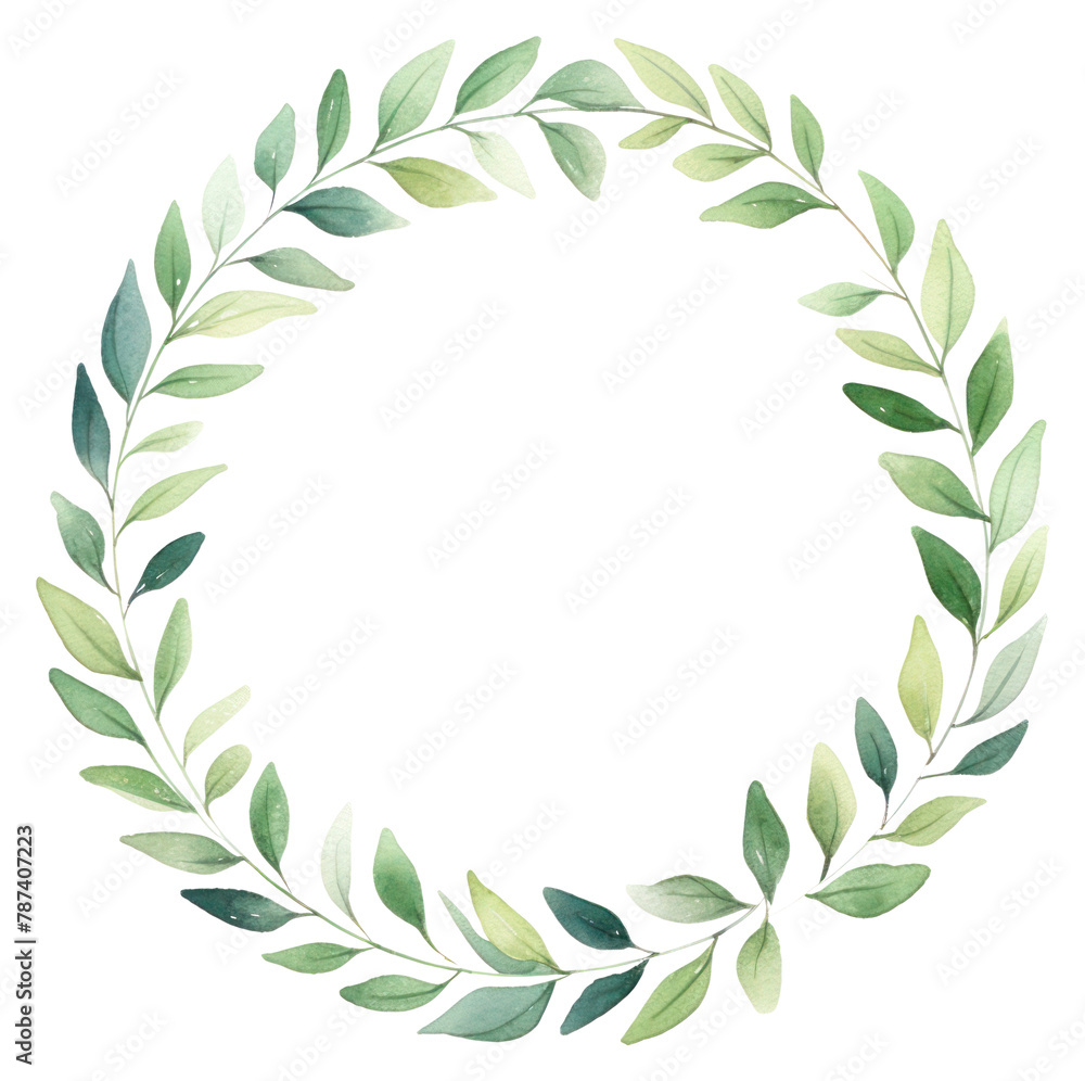 Naklejka premium PNG Green leaf circle border pattern wreath plant. 