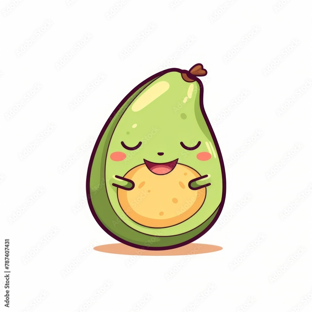 kawaii cute avocado with a smile. kawaii cute avocado with a smile.