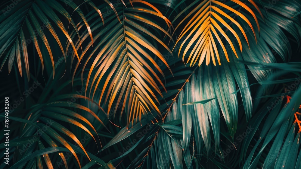 Close up view of palm fronds Close up view of palm fronds