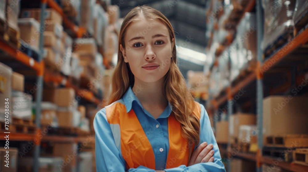 Confident Worker in Warehouse Setting Confident Worker in Warehouse Setting