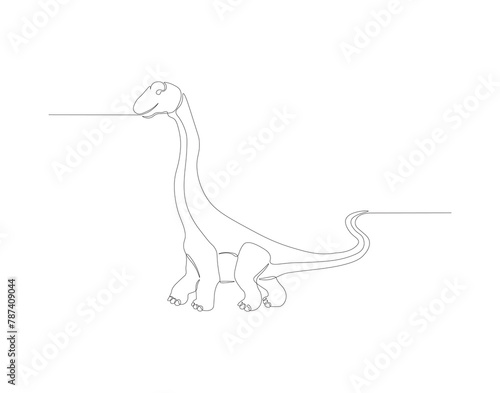 Continuous line drawing of brontosaurus. One line of brontosaurus. dinosaur concept continuous line art. Editable outline