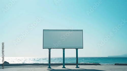Blank billboard outdoors outdoor advertising public information near the beach sea : Generative AI