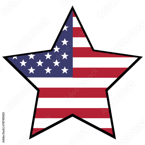 America Flag Vector With Star Shape