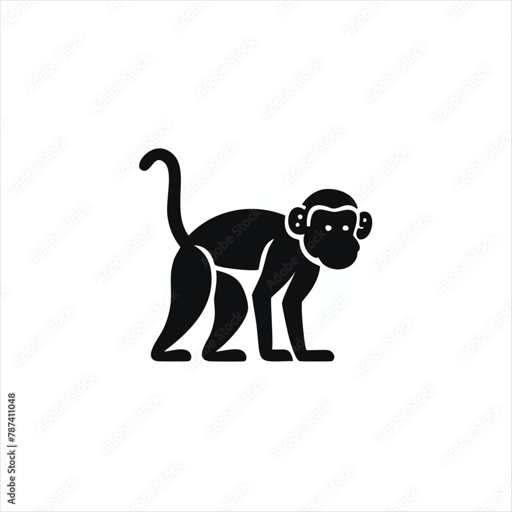 monkey silhouette illustration, a Portrait of a monkey isolated on a white background. Vector Head of Chimpanzees in line art style. monkey silhouette illustration, a Portrait of a monkey isolated on a white background. Vector Head of Chimpanzees in line art style.