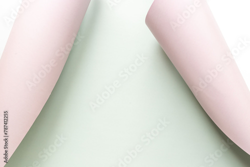 Sheet of paper with curled corners. Space for text,top view. Mock up