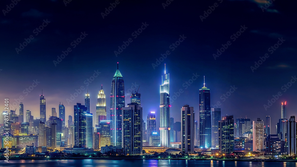 tall buildings in the city at night