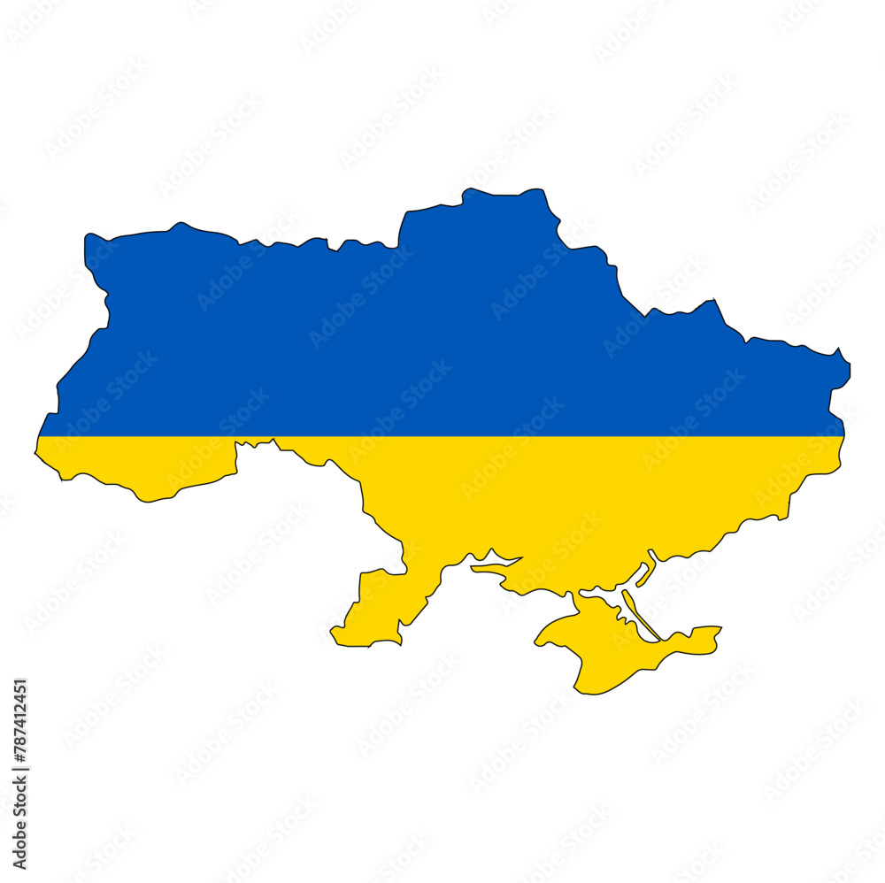 Ukraine Flag Vector With Ukraine Map Shape Ukraine Flag Vector With Ukraine Map Shape