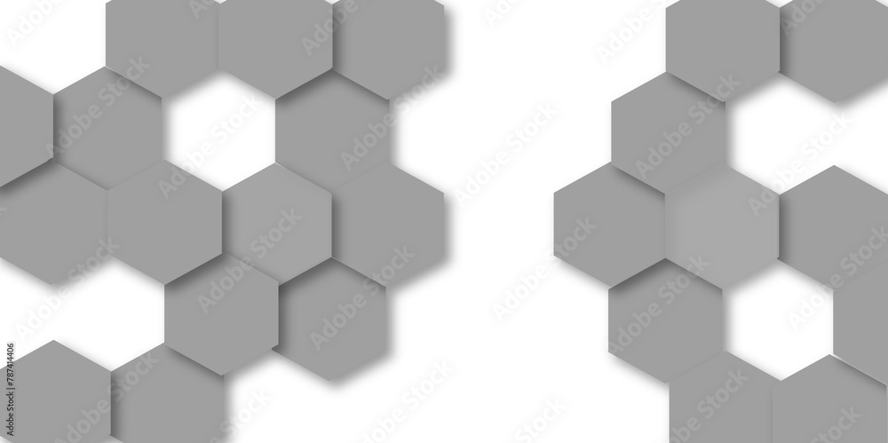 Abstract gray hexagon and hexagonal lines on white background. abstract 3d hexagonal background with shadow. Vector illustration. Hexagonal honeycomb pattern background with space for text. Abstract gray hexagon and hexagonal lines on white background. abstract 3d hexagonal background with shadow. Vector illustration. Hexagonal honeycomb pattern background with space for text.