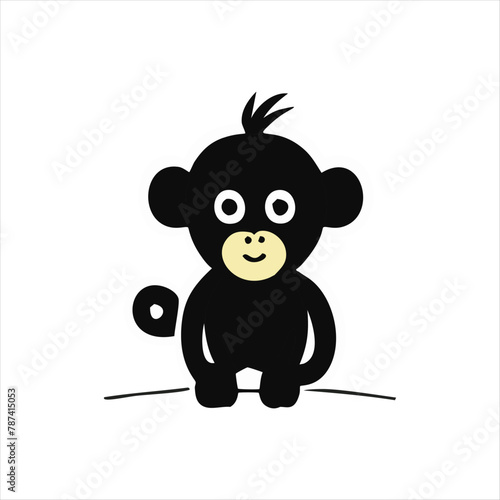 monkey silhouette illustration, a Portrait of a monkey isolated on a white background. Vector Head of Chimpanzees in line art style. photo