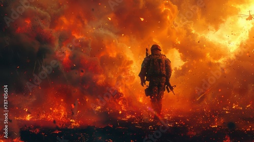 soldier on fire
