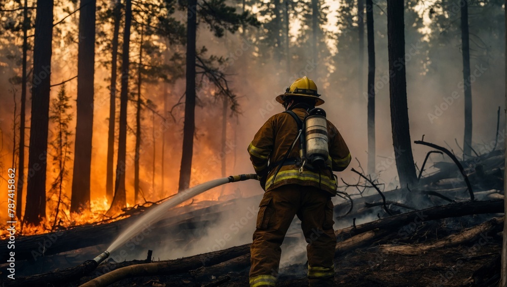 firefighters in action extinguishing a forest fire firefighters in action extinguishing a forest fire