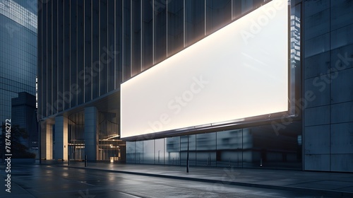 Large horizontal blank advertising poster billboard banner mockup in front of building in urban city digital light box display screen for OOH media 12 sheet outofhome : Generative AI © Generative AI