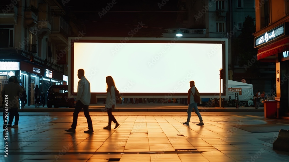 Blank billboard on street Istanbul TURKEY : Generative AI