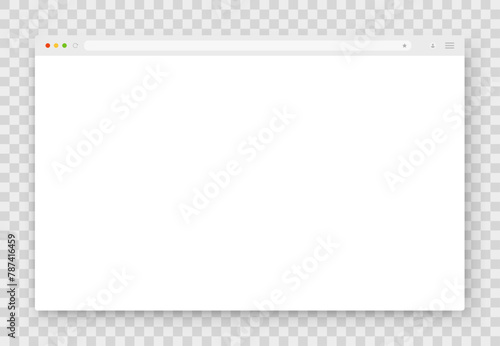 Browser window. Realistic white empty browser window with shadow on transparent background. Vector EPS 10.
