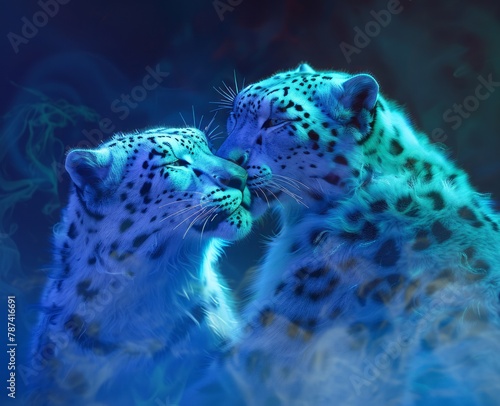 leopard in neon light.