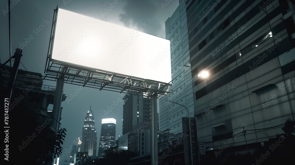 Blank Billboard Mockup Template in Bangkok Thailand : Generative AI Blank Billboard Mockup Template in Bangkok Thailand : Generative AI