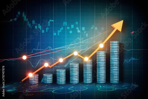 Financial rising graph and stock market success concept illustration
