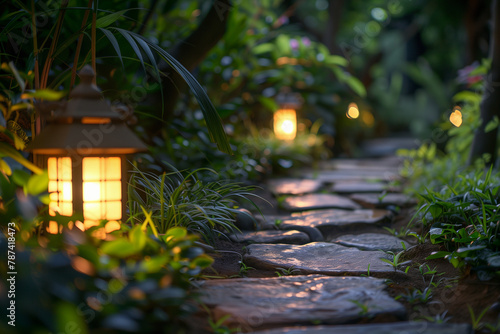 garden pathlight, ourdoor lighting, ambiance illumination in garden design (4) photo