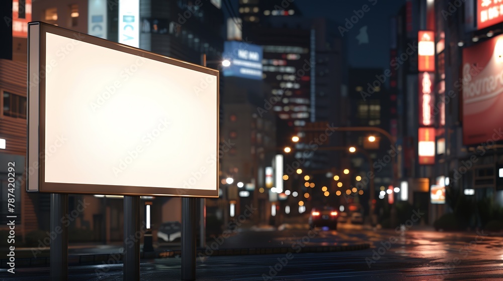 Billboard advertising mockup street and night background : Generative AI Billboard advertising mockup street and night background : Generative AI