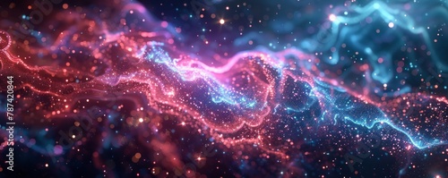 Cosmic energy. Bright neon background.