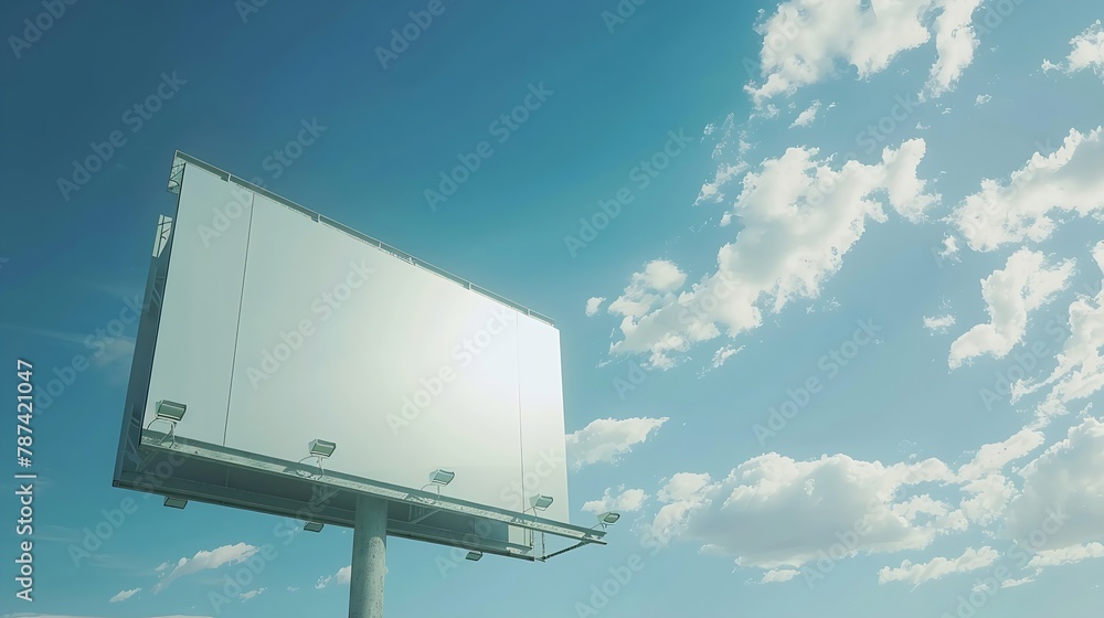 Blank billboard at blue sky background mock up : Generative AI Blank billboard at blue sky background mock up : Generative AI