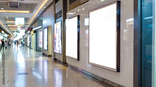 Digital advertisiment in shopping mall mockup Blank billboards located in shopping malls or retail stores useful for your advertising with clipping paths : Generative AI photo