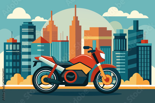motorcycle with city on a background
