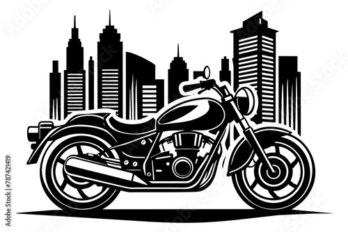 motorcycle with city on a background