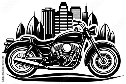 motorcycle with city on a background