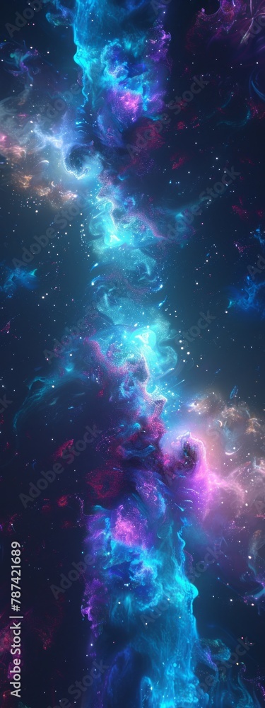 Fototapeta premium Cosmic energy. Bright neon background.