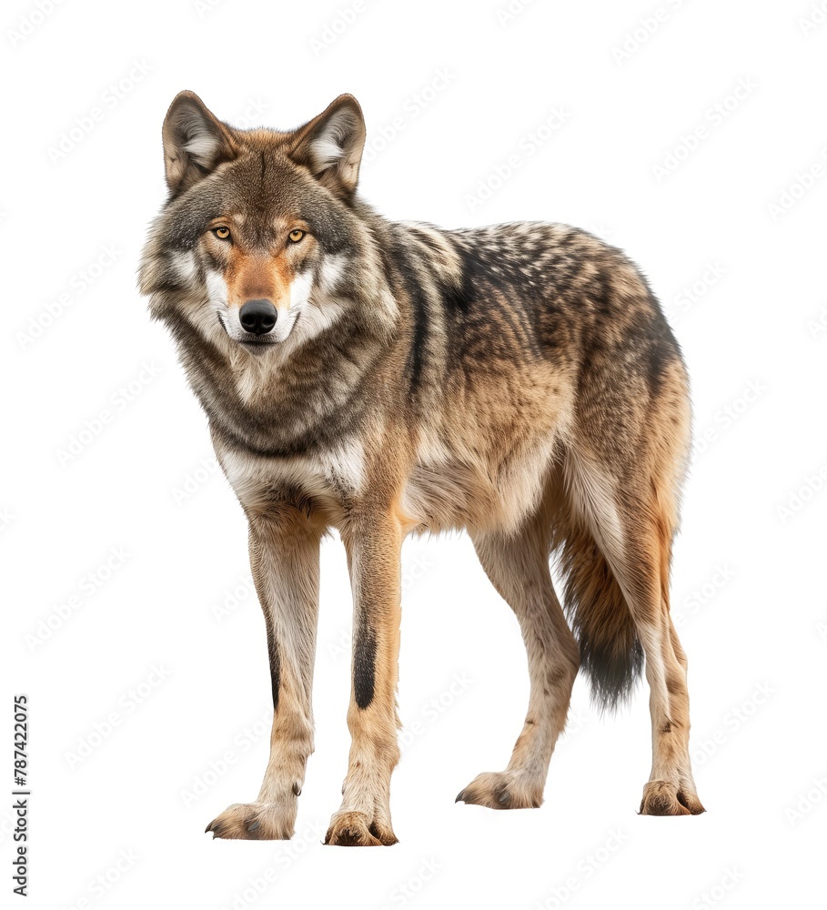 Wolf Standing with a Direct Stare Isolated