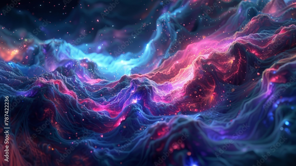 Obraz premium Cosmic energy. Bright neon background.