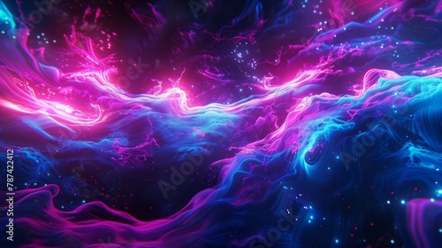Cosmic energy. Bright neon background.
