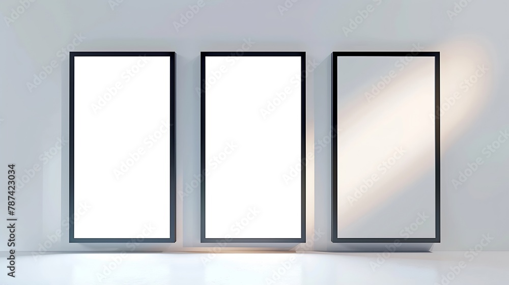 Three blank frame billboard mockup : Generative AI Three blank frame billboard mockup : Generative AI