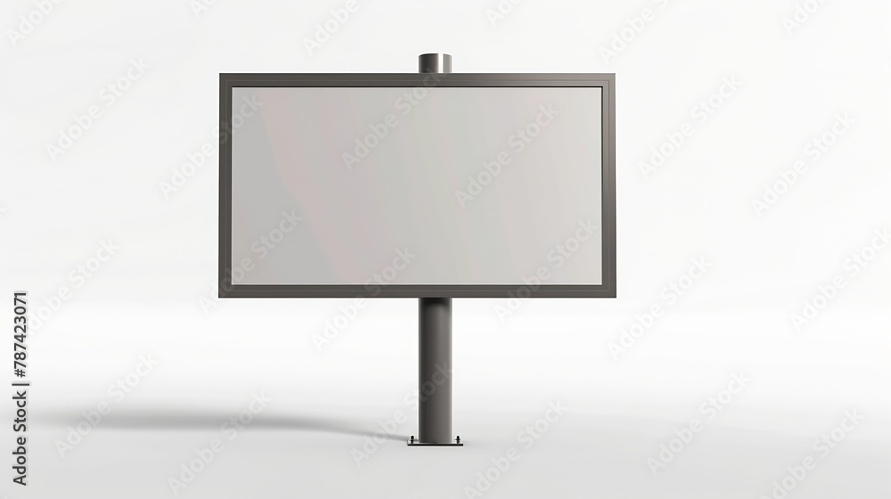 Outdoor pole billboard isolated on white background with mock up gray screen and clipping path : Generative AI Outdoor pole billboard isolated on white background with mock up gray screen and clipping path : Generative AI