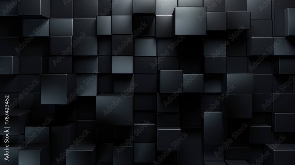 Abstract Dark 3D Cubes Background Geometry Concept