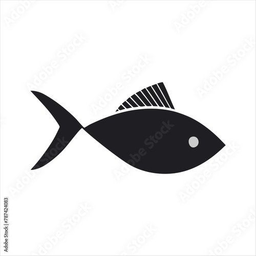 Fish or seafood flat icon for food apps and websites, Isolated cartoon icon aquarium animals.Vector illustration of tropical fish on a white background.