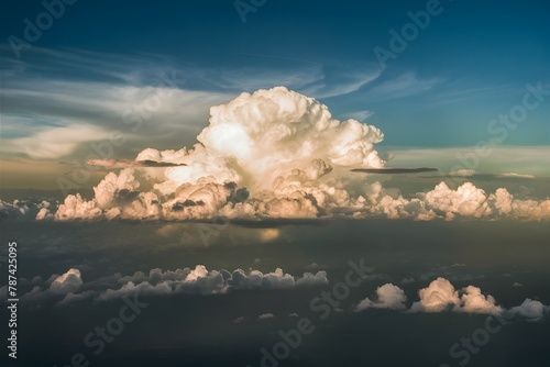 Skys panorama cloudscape offers aerial view of cumulus clouds